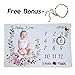 Baby Monthly Milestone Blanket - Floral Plush Fleece Baby Photography Backdrop Memory Blanket for Newborns Large - New Moms Baby Shower Gift - 100% Wrinkle-Free - Bonus Floral Wreath +