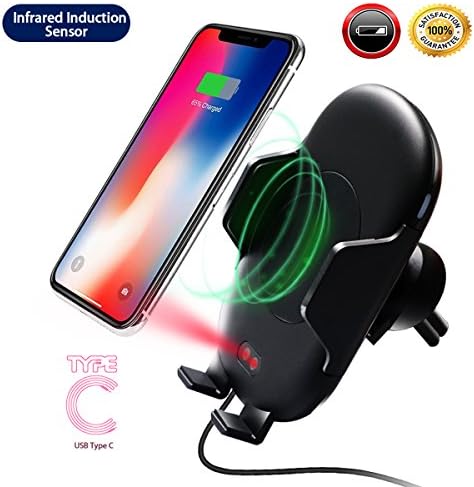 Infrared Induction Wireless Rapid Car Charger Mount,Automatic Induction Fast Wireless Air Vent Clip Car mount or Dashboard Suction Cup Stand 7.5 W for All Qi-Enabled device iPhone 8/8 Plus/X
