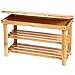 Ollieroo 2 Tier Natural Bamboo Shoe Rack Organizer and Foot Stool with Storage Drawer on Top - 5pcs Cedar Hang Ups