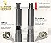 Salt and Pepper Grinder Set - Slim Push Button Shaker Mills with Collapsible Funnel and Storage Pouch - Gift Set of 2 Grinders by Maestro