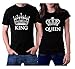 King Queen Shirts Set for Couples Matching T-Shirts Men XL/Women M Black