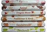 Stamford Hex Range Incense Sticks - Opium, Amber, Dragons Blood, Frankincense & Myrrh, Sandalwood & Patchouli 20 Sticks Per Fragrance (120 Sticks)