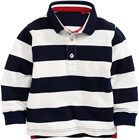 Soda Park Boys Long Sleeve Navy White Stripes Polo Shirt 4T(100-110)