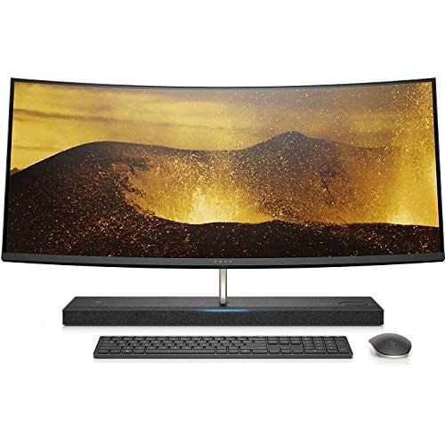 HP ENVY 34-inch Curved All-in-One Computer with Amazon Alexa, Intel Core i7-8700T, NVIDIA GeForce GTX 1050, 16 GB RAM, 1 TB hard drive, 256 GB SSD, Windows 10 (34-b110, Silver) - 3LB85AA#ABA