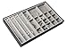 JackCubeDesign 21 Compartments Stackable Synthetic Leather Jewelry Tray Earring Necklace Bracelet Ring Organizer Display Storage Box(Set of 1, Black, 16 x 9.6 x 1.6 inches)- :MK212-1C