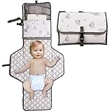 Diaper Clutch with Extra Long Waterproof Changing Pad for Baby Newborn Infant,Diaper Bag - Foldable Mat with Detachable Pad & Built-in Head Cushion Portable Changing Station for Travel and Home