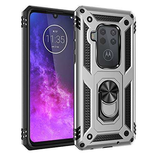 BestST motorola moto One Zoom/One Pro Case, [Armor box] [Built in Screen Protector] [Full Body] [Heavy Duty Protection] [Kickstand] Shock Reduction Case for motorola moto One Zoom/One Pro(Silver) — image 1