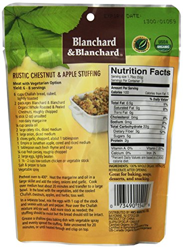 Blanchard & Blanchard Whole Organic Chestnuts Roasted & Peeled 5.29 OZ (3 Pack) Gluten Free, Keto, Low Carb - Image 3