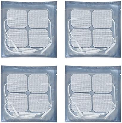 MotherMed FDA Cleared Premium 2"x2" Wired Replacement Electrode Pads for TENS Units -16 Square Pack Pads for EMS TENS Massager