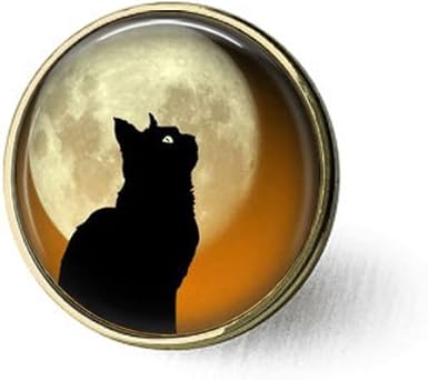 Broche Chat Noir En Forme De Lune Bijou De Chat Noir Profil De Chat Noir Pleine Lune Amazon Fr Vetements Et Accessoires