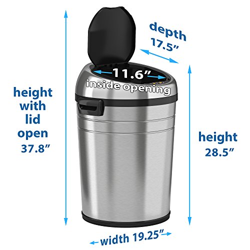 image for iTouchless 18 Gallon Commercial Size Touchless Sensor Trash Can with O