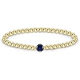 Free bird Birthstone Beaded Bracelet for Women Dainty 14K Gold Plated Stretchable Beaded Bracelet Hypoallergenic Waterproof Trendy Stackable Bracelet Birthstone Jewelry Gift for Birthday Christmas Valentine's Day