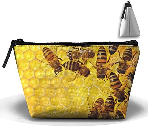 LogicBB Humble Bee Print Makeup Bag Travel Cosmetic Pouch Storage Brush Holder Toiletries Bag Waterproof Jewelry Organizer With Zipper For Women&amp;Girls