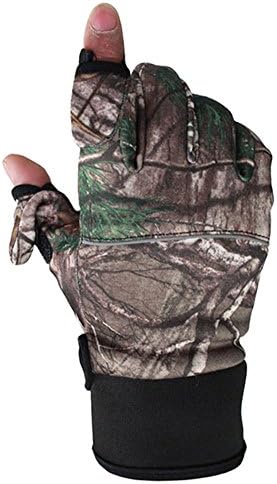QUESHARK 3D Camouflage Non-Slip Cycling Gloves Windproof Touchscreen Outdoor Sport Tactical Hunting Trekking Hiking Camo Fishing Gloves (Open Finger, L)