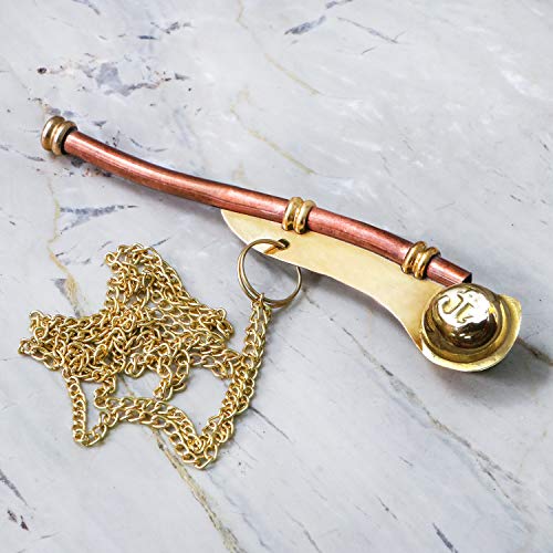 5" Brass Copper Boatswain Whistle with Golden Chain Bosun Call Pipe