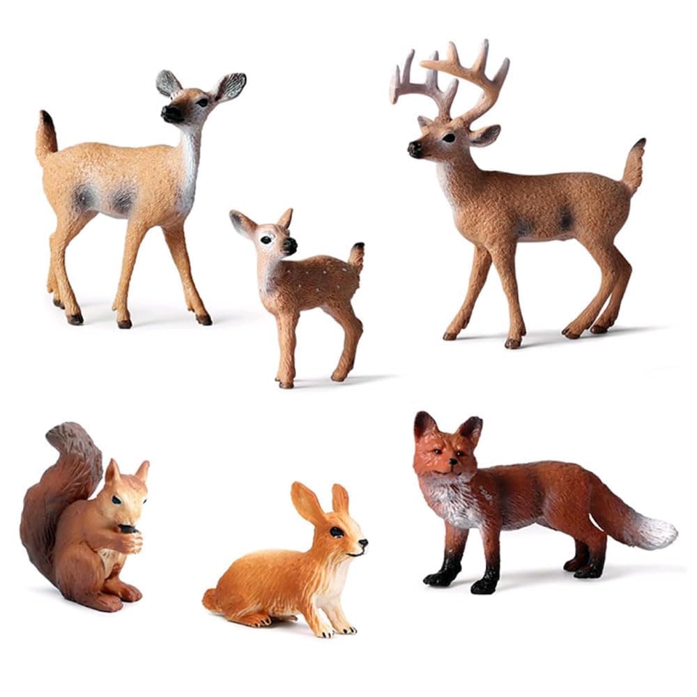 WANGCL 6PCS Forest Animals Figures Woodland Animals Figurines for Woodland Theme Cake Cupcake Toppers Christmas Party Décor