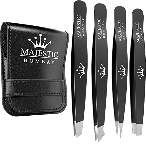 Tweezers Set 4-piece-Stainless Steel Slant Tip & Sharp Pointed Eyebrow Tweezer Set-Precision Facial Hair Removal Tweeezers,Eyebrow Hair,Splinter,Blackhead,Ingrown Hair &Tick Remover-Ends Meet Perfect - Thumbnail 7