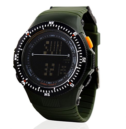 LANIAKEA Multifunctional Men Watch Military Designed, 50M Water-resistant, Shock-resistant, Compass, Electronic Quartz Movement (Green)