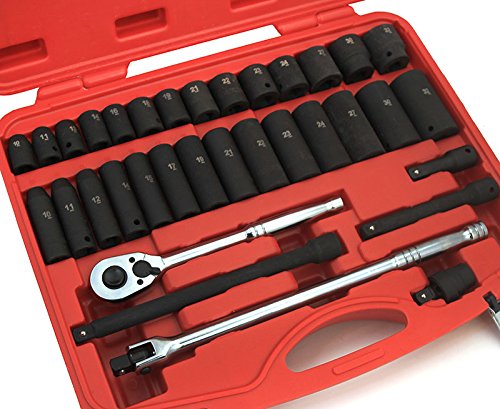 1/2" Impact Socket Set 34-Pieces SAE CrV