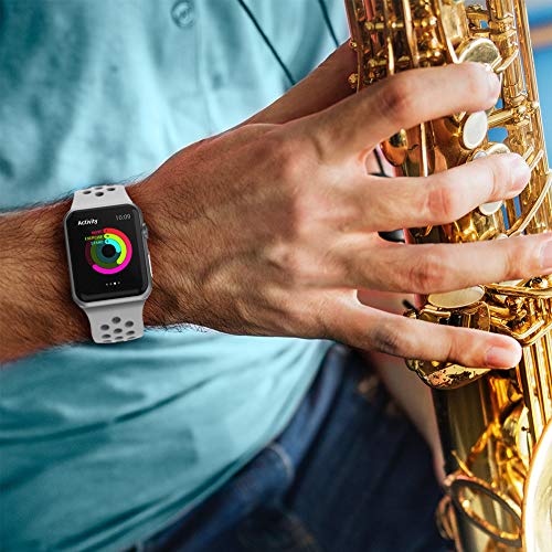 AdMaster Compatible for Apple Watch Bands 42mm 44mm,Soft Silicone Replacement Wristband Compatible for iWatch Apple Watch Series 1/2/3/4 - S/M White/Lavender