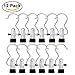 Htianc 12PCS Hanging Clips Stainless Steel Laundry Hooks Single Clip Hanger for Travel Home Clothing, Belt, Glove, Shoe Garment