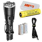 NiteCore MH27UV Bundle - USB Rechargeable 1000 lumens LED Flashlight w/ Red, Blue, and UltraViolet Light plus 3400 mAh 18650 Battery, 2x CR123A Batteries, and Battery Organizer