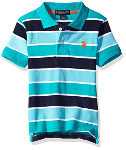 U.S. Polo Assn. Little Boys  Short Sleeve Space Dyed Polo Shirt, Malibu Blue, 5/6