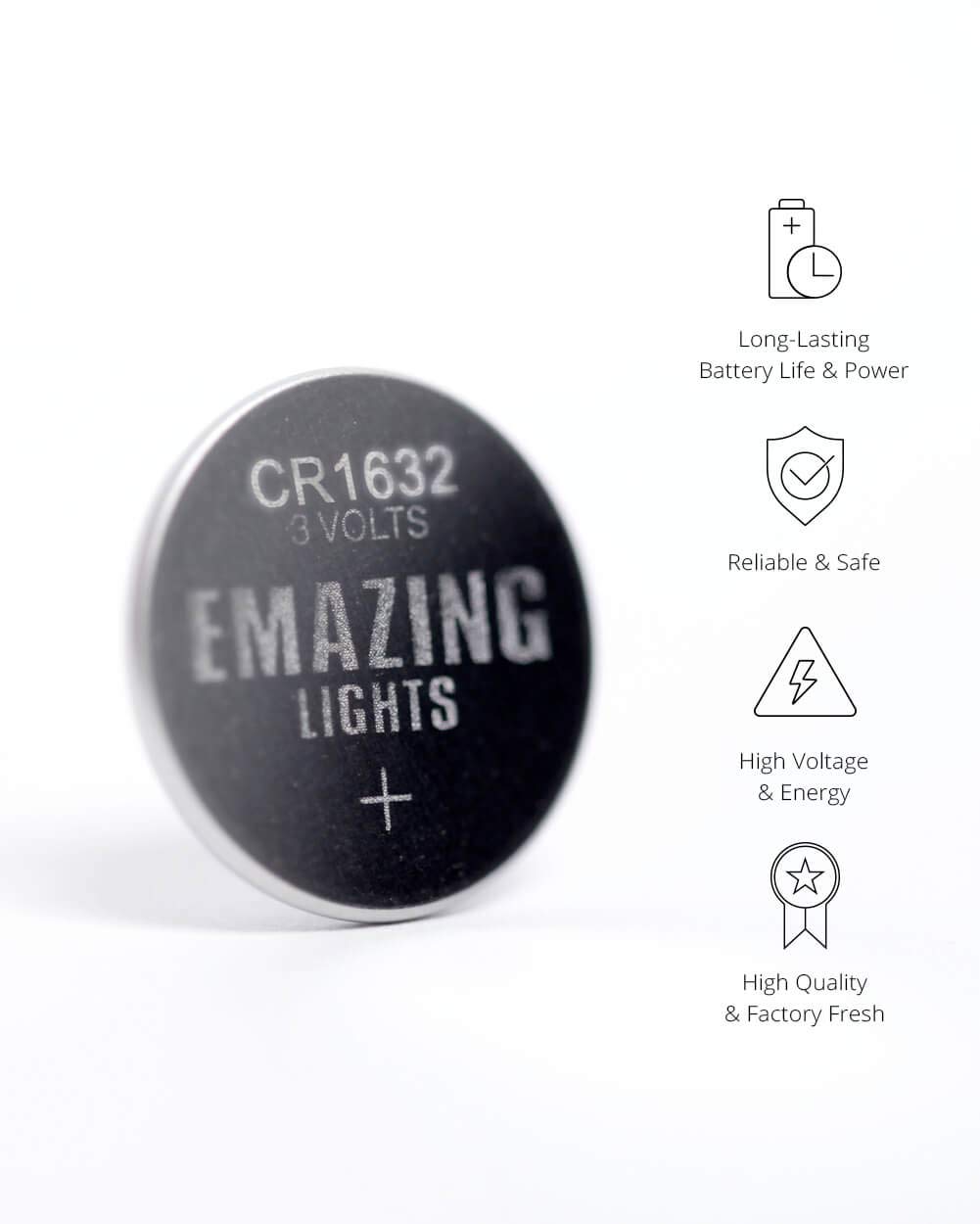 EmazingLights CR1632 Batteries 3 Volt Lithium Coin Cell 3V Button Battery (20 Pack)