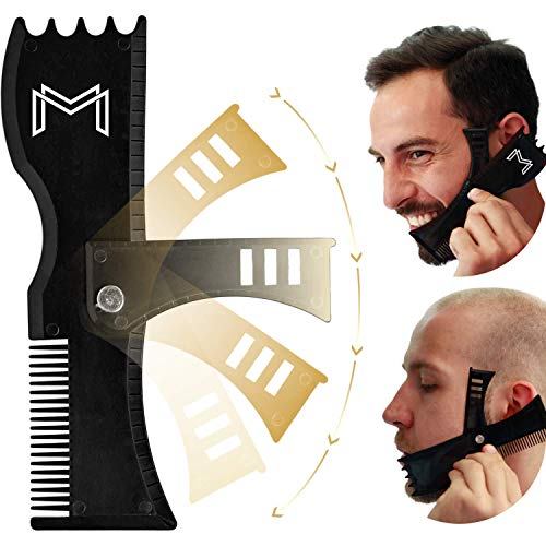 Adjustable Beard Shaping Tool with Comb and Styling Template Beard