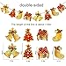 Christmas Party Decoration Banner Flag with Foil Swirl Ceiling Hanging Golden Stars (Golden) for Fireplace Christmas Tree