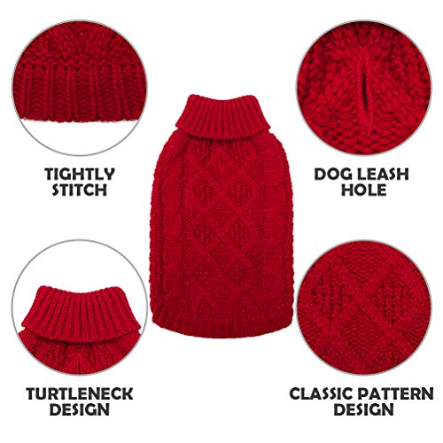 Mihachi Turtleneck Dog Sweater Winter Coat Apparel Classic Cable Knit