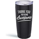 Thank you for Being Awesome 20oz Stainless Steel Tumbler - Thank you Gifts - Gifts for Women Coworker Gifts - Boss Gifts - Teacher Gifts - Thank You Gift for Best Friends - Gifts for Friends (Black)
