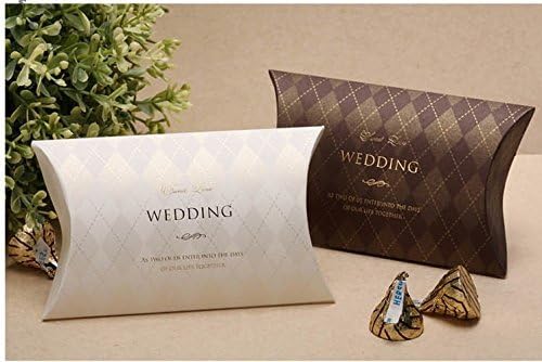 DiscountOne 50pcs Brown and White Wedding Candy Boxes Gift Chocolate Boxes