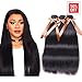 Allrun Hair 7A Brazilian Virgin Human Hair 3 Bundles With (4x 4) Lace Closure Straight Wave Weft 100% Real Human Hair Extensions Natural Color (18 20 22+18