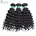 MQYQ Hair Brazilian Deep Wave 3 Bundles with Closure Unprocessed Virgin Hair with 4