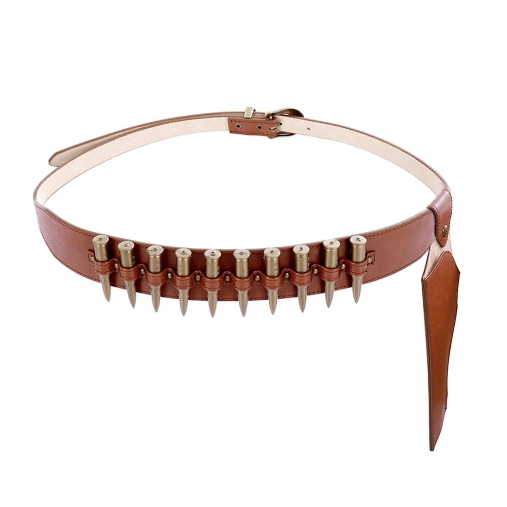 MiOYOOW Cowboy Belt Holster, PU Leather Bullet Belt with Gun Holster for Cosplay Costume Carnival Theme Party Masquerade (Bullets not included)