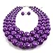 KOSMOS-LI 3 Layer Acrylic Purple Beads Multi Strand Necklace