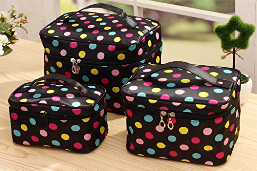 Hoyofo 3 pcs/set travel makeup storage bags polka dots pattern co…