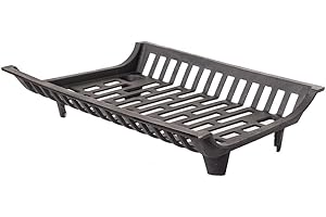 Modern Ember Essen 27 Inch Cast Iron Fireplace Log Grate | Heavy-Duty Fire Pit Cradle | Chimney Wood Rack | Wood Stove Wrought Iron Rack | Durable Log Holder Rack Grate | Burns Hotter & Longer
