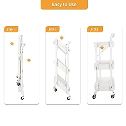 3-Tier Folding Rolling Utility Cart with