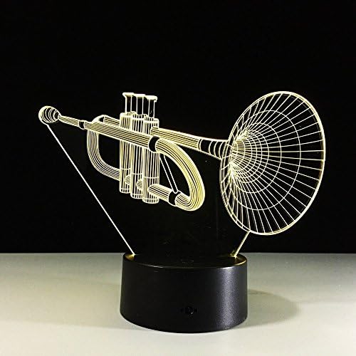 SUPERIORVZND 3D Trumpet Night Light Remote Control Power Touch Switch Table Desk Optical Illusion Lamps 16 Color Changing Lights Home Decoration Xmas Birthday Gift