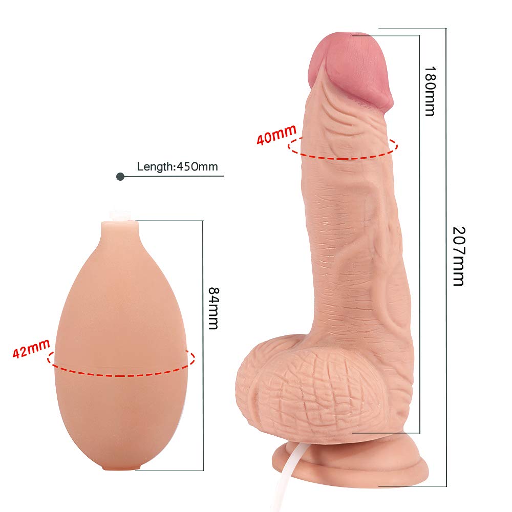 Fondlove Realistischer Dildo als Sexspielzeug für Frauen Squirting Wassersprühfunktion Ejakulation Simulation Real Dong Penis Silikon Soft mit Hoden und Saugfuß