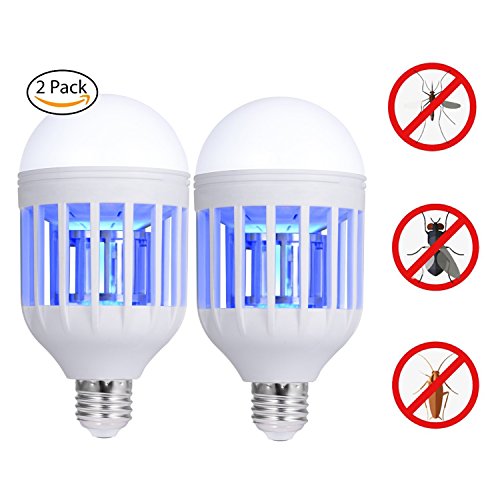 （2 packs）Bug Zapper Light Bulb, 2 in 1 Electronic Insect Killer, Mosquito Zapper Lamp, Fly Killer, Built in Insect Catcher Trap LED Night Lamp Suit for Indoor Outdoor Home Garden Porch Patio Backyard