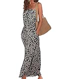 Women's Beach Dress Printed Maxi Dress Long Strapless Retro Summer Dress