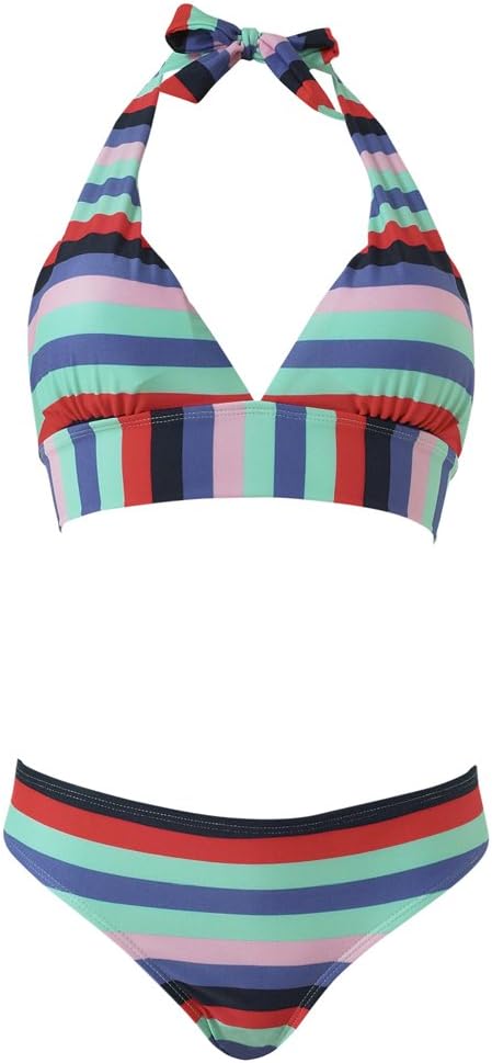 Scuba Women's Multi Coloured Stripe Halter Neck Bikini Set