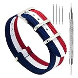 CIVO Watch Bands NATO Premium Ballistic Nylon Watch Strap Stainless Steel Buckle (Navy/Crimson/Ivory, 22mm)