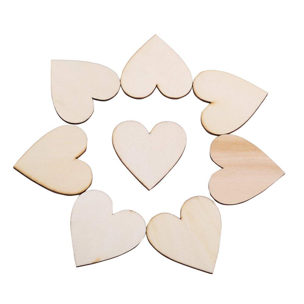 Wooden Heart Shape Embellishment Blank Wooden Heart Embellishments for Weddings Plaques Art Craft Card Making Or Decoration(40mm)