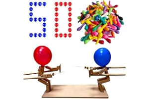 PEEOED Balloon Bamboo Man Battle: Handmade Fencing Puppets Game for 2 Players, Fast-Paced Balloon Fight with 20 Balloons, Whack a Balloon Party Games, Battle Bots Toys for Kid Adult Boy Children Friend