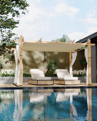 KYBOLT 10x13 Ft Outdoor Pergola with Retractable Canopy and Side Mesh Screens image 8