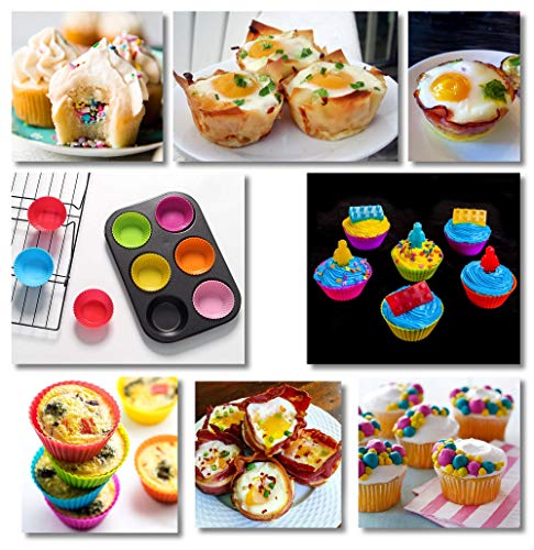 Cupcake Baking Cup Molds Bundle Easy Clean Pastry Liners 48 Nonstick Reusable Silicone Muffin Molds with Icing Pen Cupcake & Cake Decorating Pen Set